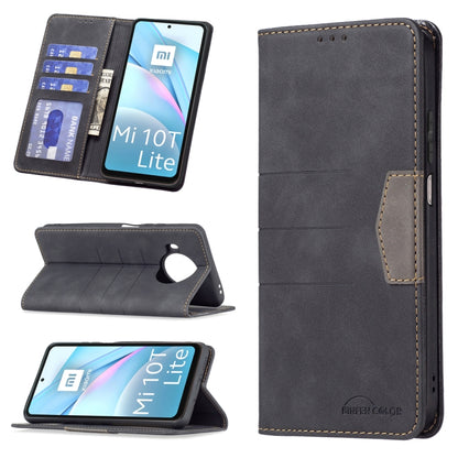 Dark gray leather magnetic phone wallet case with card slots and stand