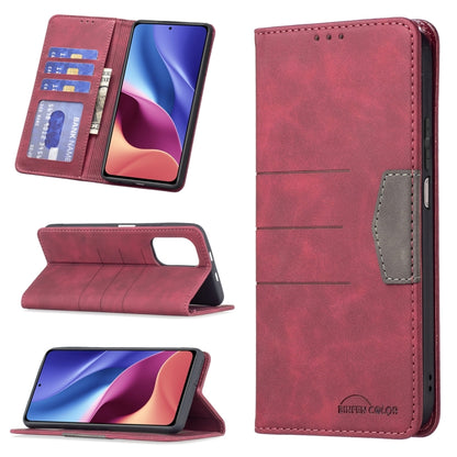 Magnetic leather phone case with card slots, red, flip cover with stand