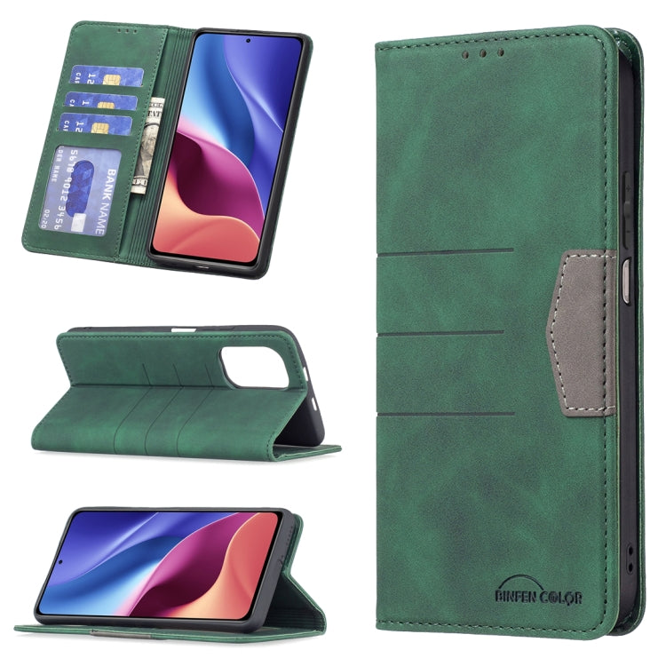 Green leather phone wallet case with magnetic closure, card slots, and secure flip cover