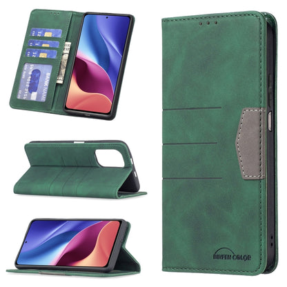 Green leather phone wallet case with magnetic closure, card slots, and secure flip cover