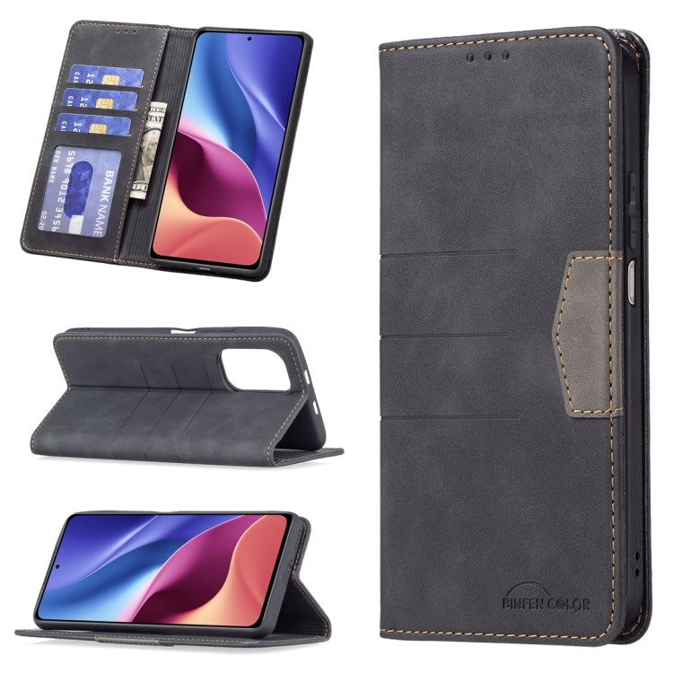 Dark gray leather magnetic phone wallet case with card slots and kickstand
