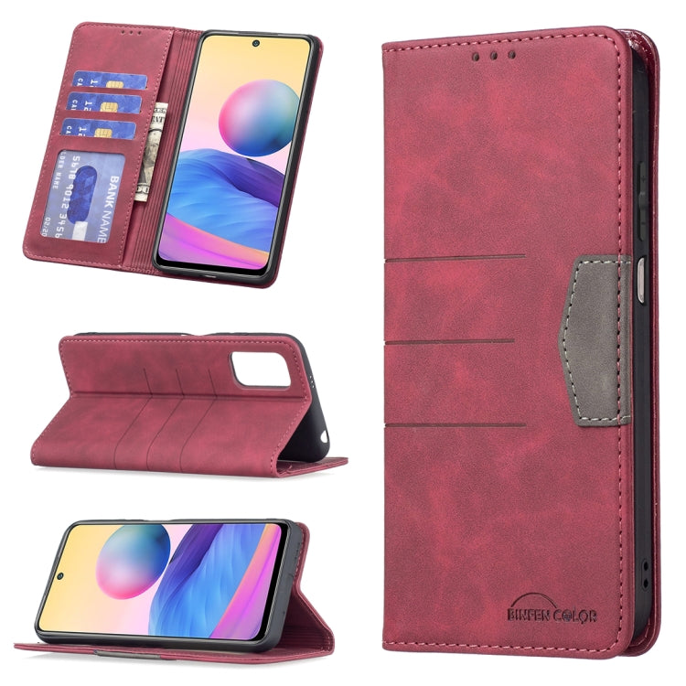 Magnetic leather folio phone case with card slots and kickstand, red