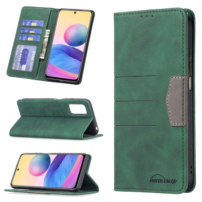 Green leather phone wallet case with magnetic closure, card slots, and flexible flip stand