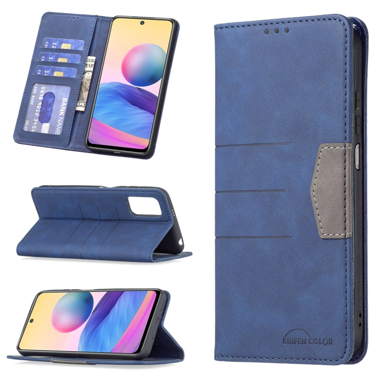 Blue magnetic leather phone wallet case with card slots and folio stand
