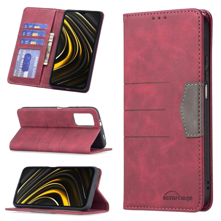 Magnetic leather phone case with folio wallet slots and viewing kickstand, red