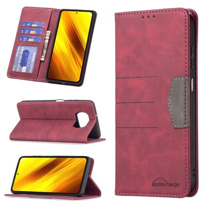 Magnetic leather phone case with folio card slots and kickstand, red