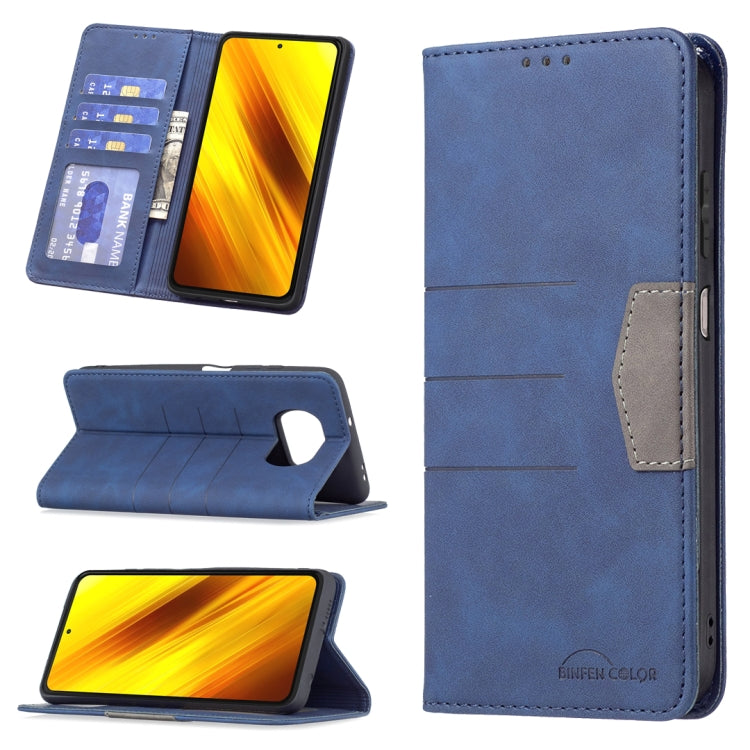Blue magnetic leather phone wallet case with card slots and cutout for speaker