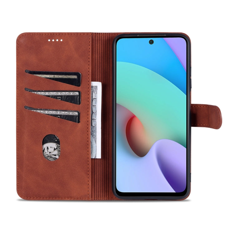 AZNS flip leather phone case with card slots, brown—open wallet interior