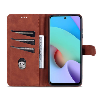 AZNS flip leather phone case with card slots, brown—open wallet interior