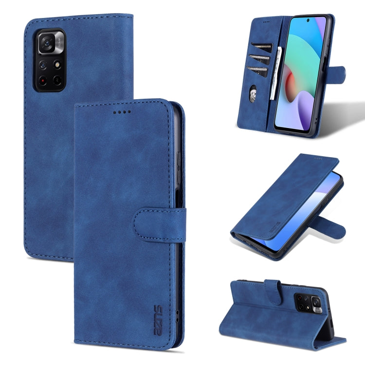 Blue horizontal flip leather phone case with card slots and stand, for Xiaomi/Poco models