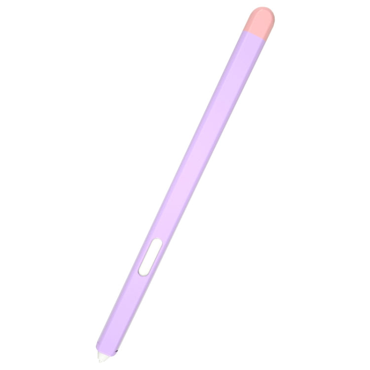 Lavender stylus protective case with pink top cap and side cutout opening
