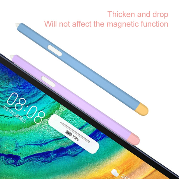Blue and purple stylus protective cases on a tablet screen