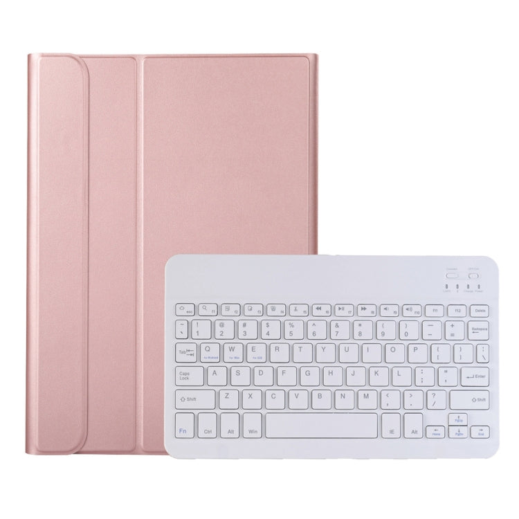 Ultra-thin Bluetooth keyboard leather case in rose tone, with white keyboard