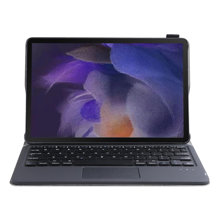 Black keyboard case with touchpad showing full keyboard layout