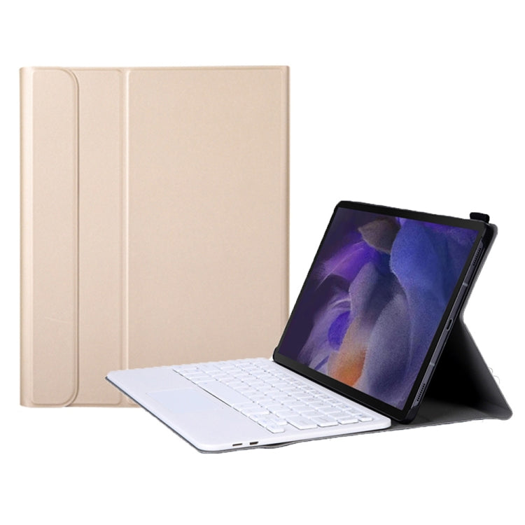 Beige keyboard case with touchpad, tablet with white detachable keyboard