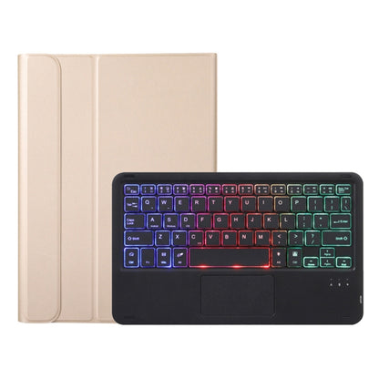 Cream tablet keyboard case with backlit keys and trackpad, folded cover
