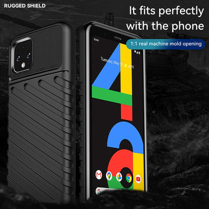 Black shockproof TPU phone case with ridged back and front cover with camera cutout