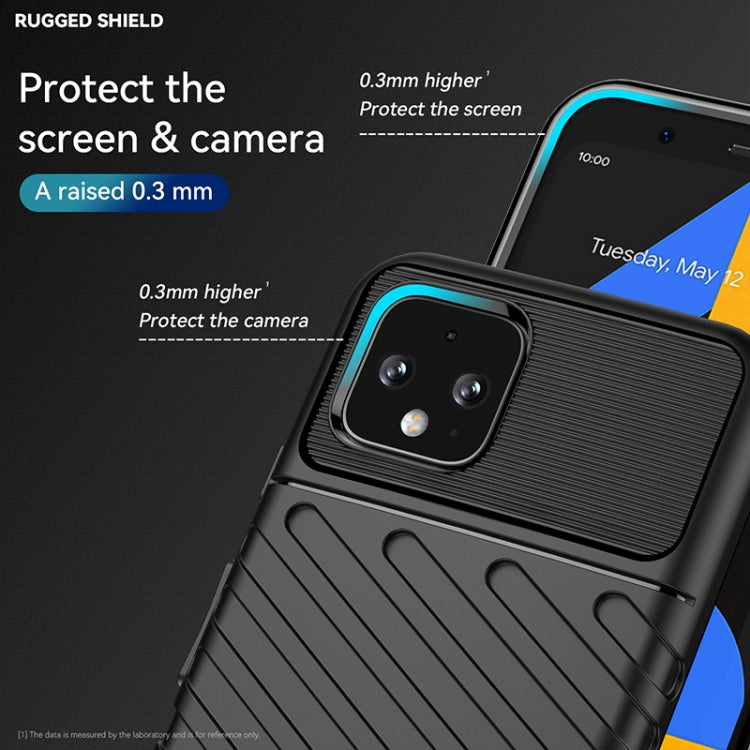 Black shockproof TPU phone case with raised camera rim and textured grip
