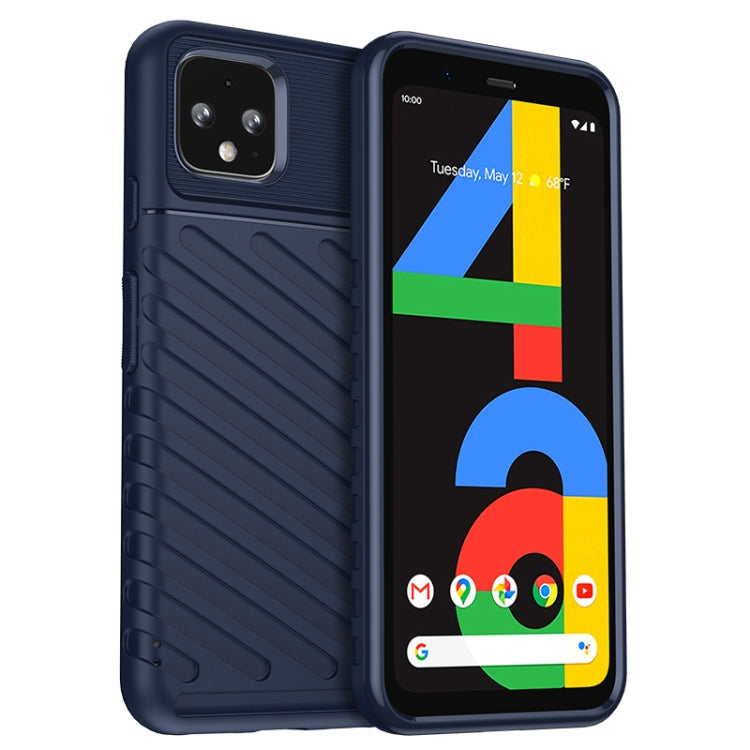 Navy shockproof TPU phone case with textured grip and raised camera protection