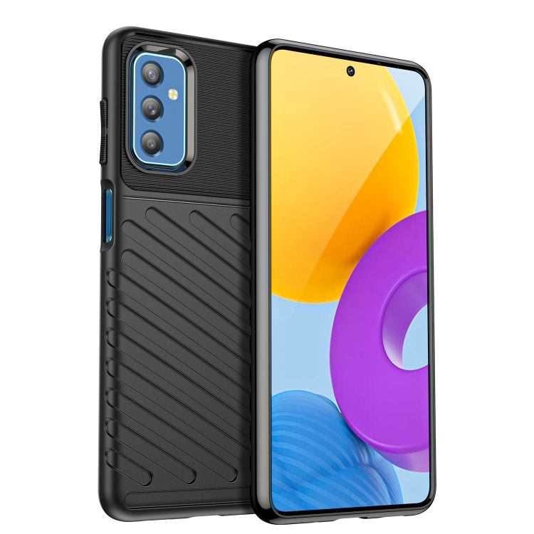 Dark blue shockproof TPU phone case with textured grip and camera cutout