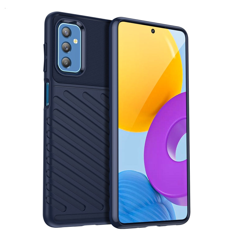 Navy shockproof TPU phone case with ridged texture and camera cutout