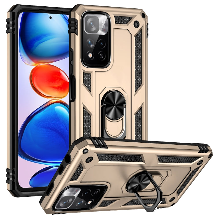 Gold rugged phone case with metal ring kickstand and 360 rotating holder