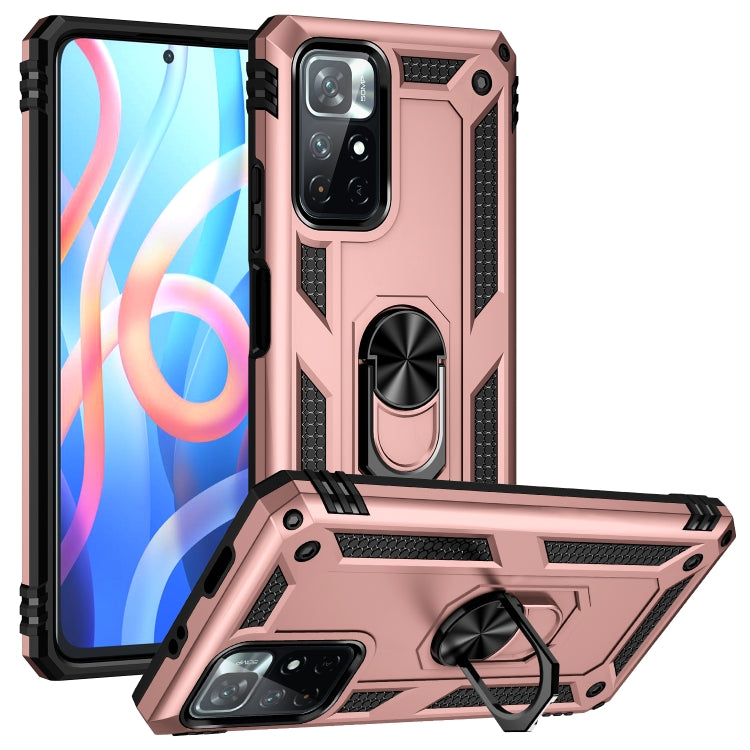 Pink-rose shockproof TPU + PC phone case with 360-degree rotating holder and kickstand
