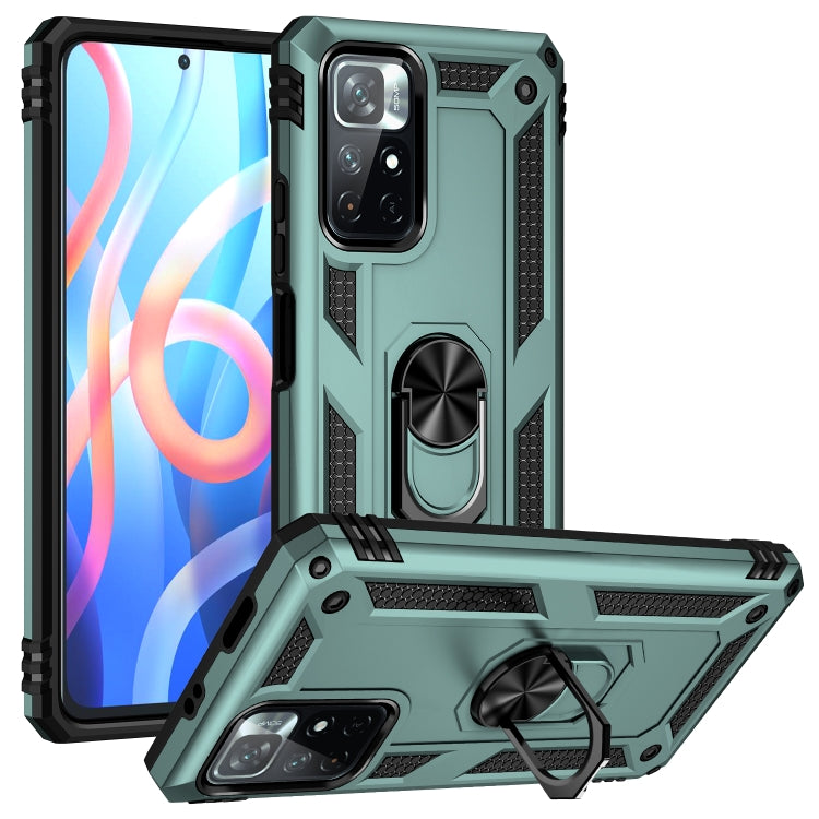 Teal green shockproof TPU + PC phone case with 360-degree rotating holder and kickstand