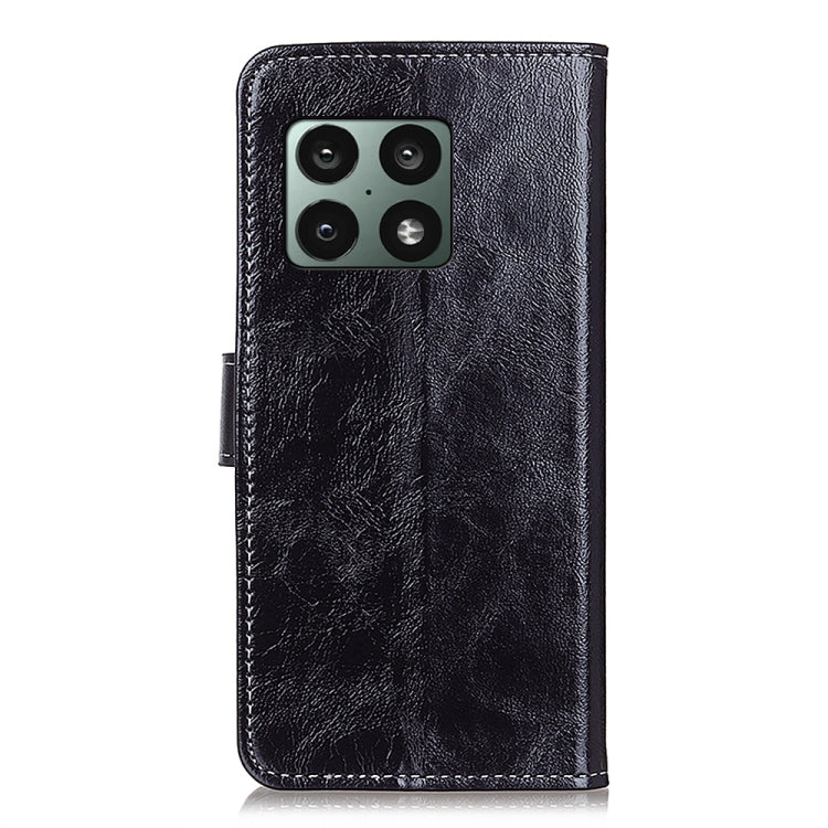Black leather wallet flip case with camera cutouts and textured finish