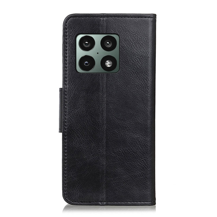 Black leather flip phone case with camera cutouts for OnePlus 10 Pro