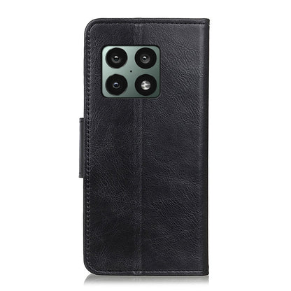 Black leather flip phone case with camera cutouts for OnePlus 10 Pro