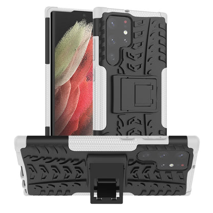 Tire-textured phone case with built-in holder, white and black