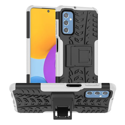 Tire-texture TPU and PC phone case with built-in holder, dark gray and white