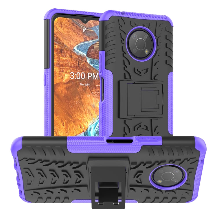 Purple tire-texture phone case with built-in holder and rugged TPU/PC bumper