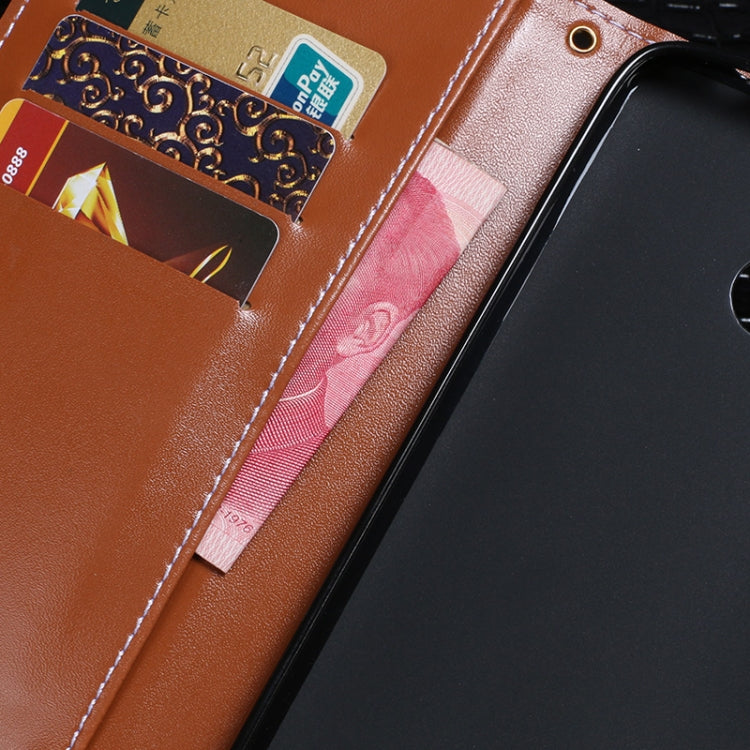 Leather flip phone case interior with card slots and cash pocket
