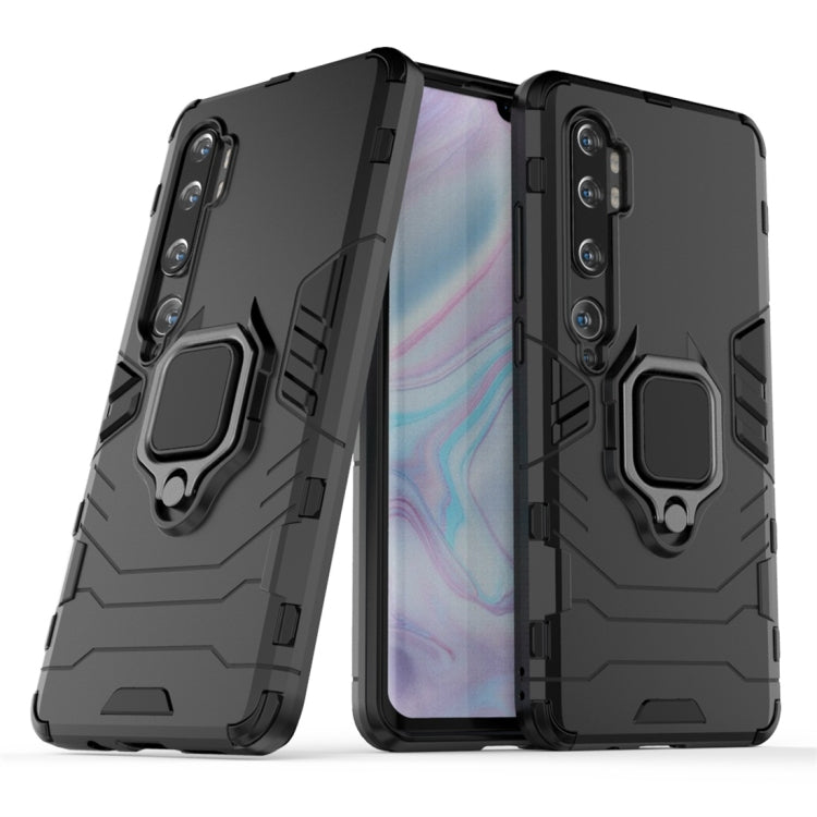 Rugged dark phone case with magnetic ring holder, dual-layer protection