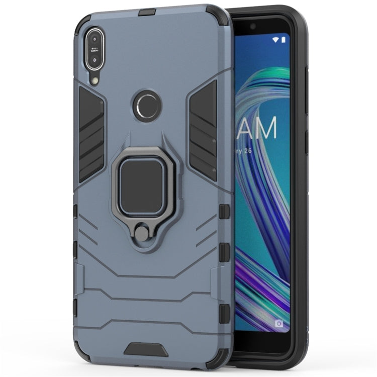 Shockproof rugged phone case with magnetic ring holder, gray with black accents