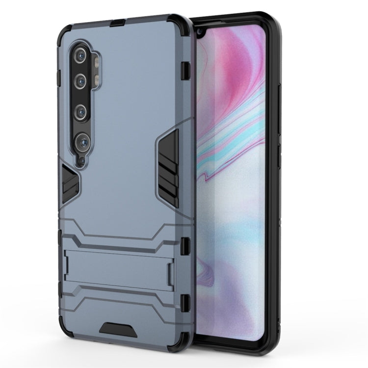 Shockproof navy blue phone case with TPU bumper and raised camera cutouts