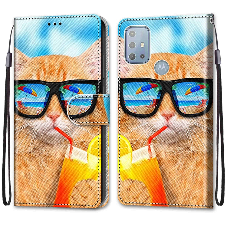 Cat illustrated leather flip phone case with wrist strap and card holder