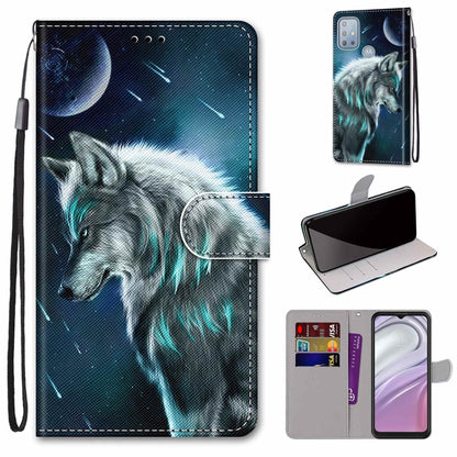Wolf illustrated leather flip phone wallet case with wrist strap and card slots