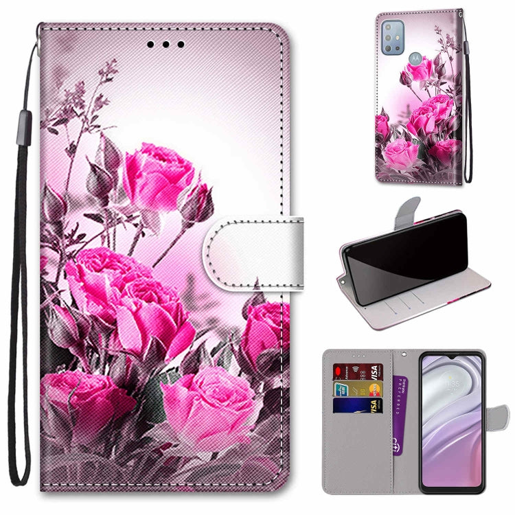 Floral leather phone wallet case with lanyard and card holder, magnetic flip closure