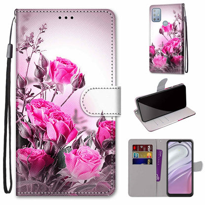 Floral leather phone wallet case with lanyard and card holder, magnetic flip closure