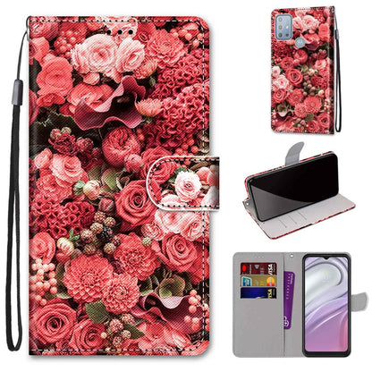 Rose print leather phone wallet case with lanyard and card holder, magnetic flip closure