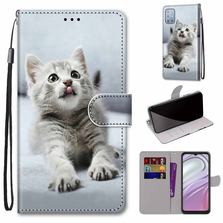 Kitten portrait leather phone wallet case with lanyard and card holder, magnetic flip closure