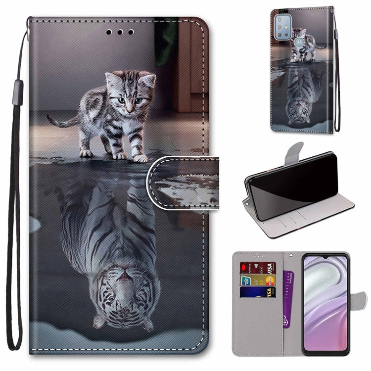 Cat portrait leather phone wallet case with lanyard and card holder, magnetic flip closure