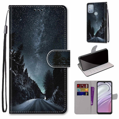Night mountain silhouette leather phone wallet case with lanyard and card holder, flip cover