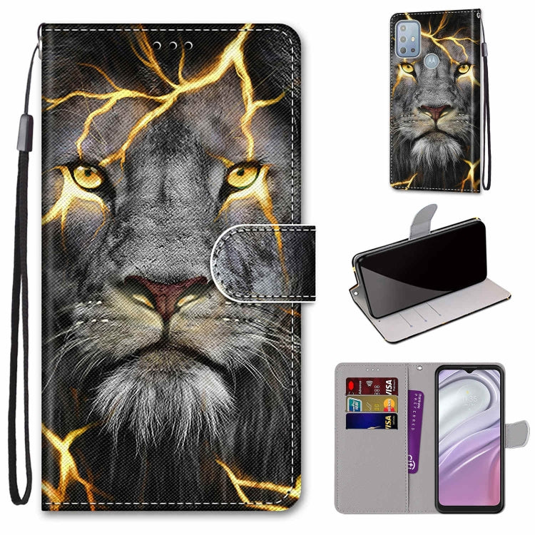 Phone wallet case with card slots and flip cover, lanyard; lion face with gold cracks.