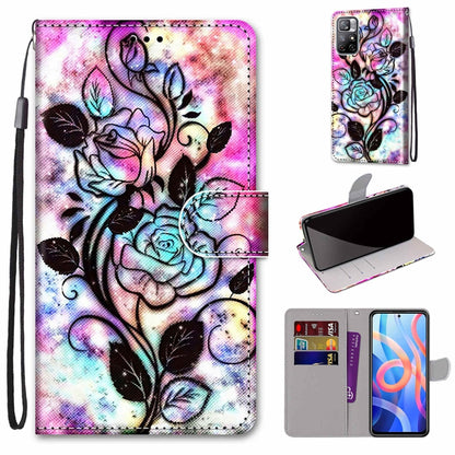 Pastel rose and butterfly floral phone wallet case with flip cover, card slots, wrist strap.