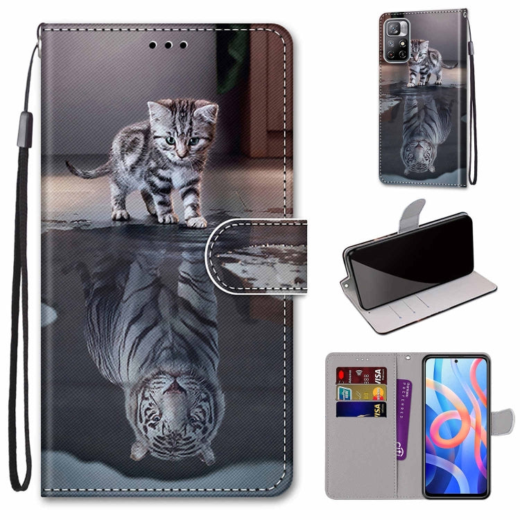 Gray kitten photo phone wallet case with flip cover, card slots, and wrist strap.