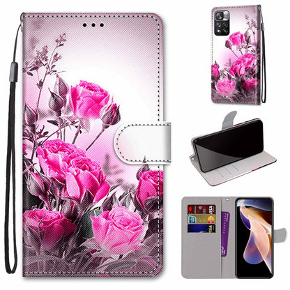 Phone case wallet with lanyard, pink rose floral print, flip cover and card holder.